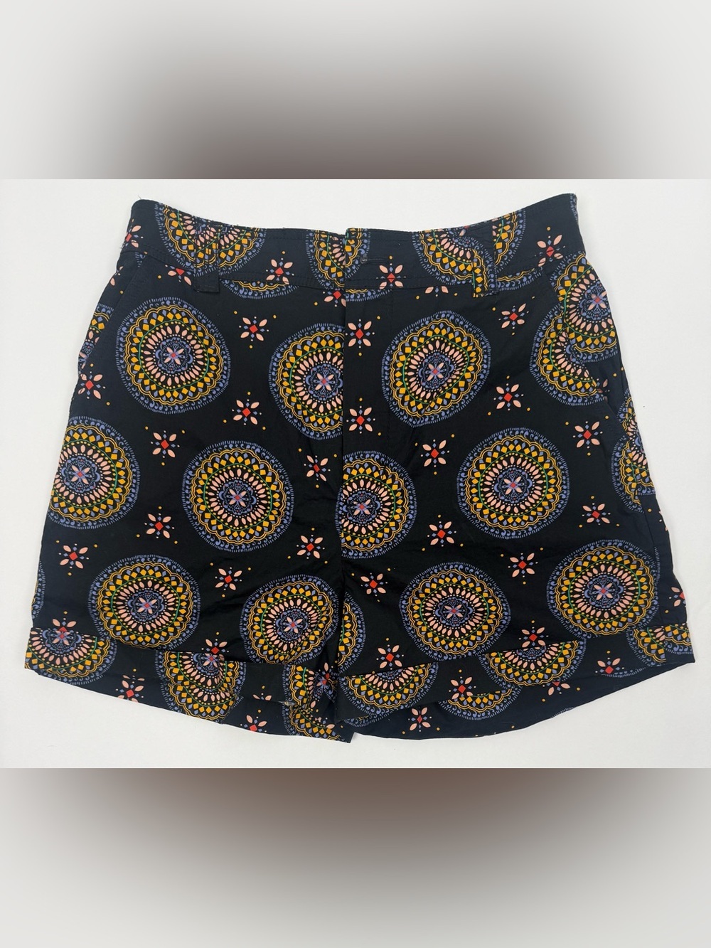 Maeve Anthropologie Abstract City Black Motif High Rise Shorts 4 Boho Festival - Picture 3 of 7